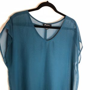 Forever21 Teal Sheer Sleeveless Blouse size M